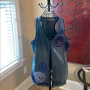 Bleu Bayou sequins blue denim vest ! Like new!